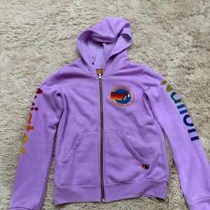 Aviator Nation Kids Lavender Hoodie with Rainbow Details